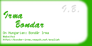 irma bondar business card
