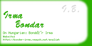 irma bondar business card